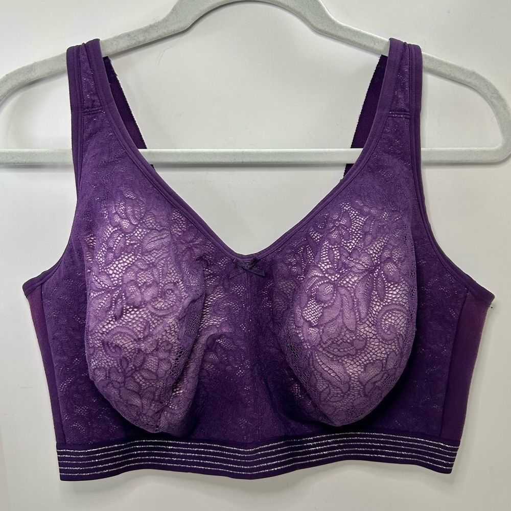 Cacique Unlined Full Coverage No Wire Purple Lace Bra 42H